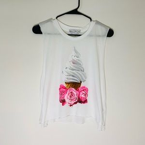 WILDFOX White Ice Cream Graphic Muscle Tank